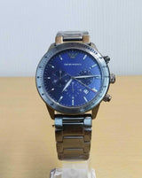Emporio Armani Mario Chronograph Blue Dial Grey Steel Strap Watch For Men - AR80045 Buy Now By Emporio Armani