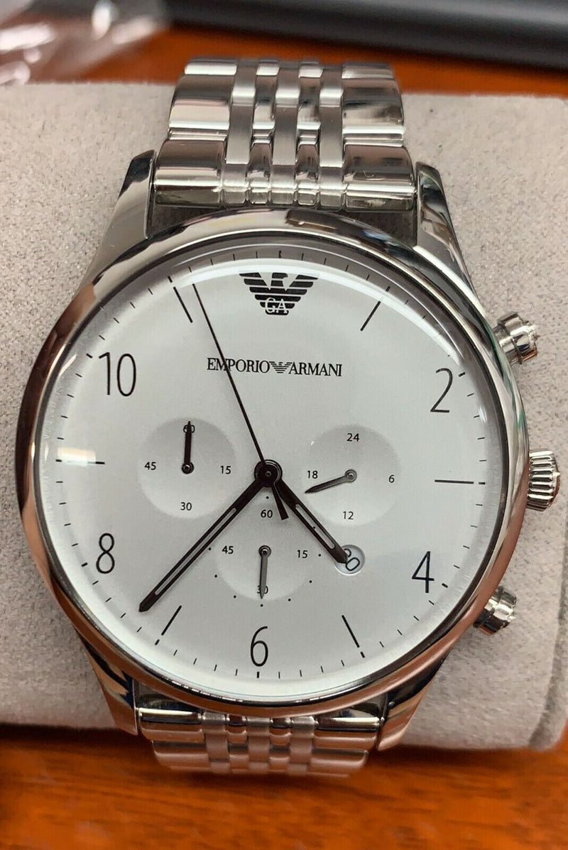 Emporio Armani Classic Chronograph Silver Dial Silver Steel Strap Watch For Men - AR1879 Buy Now By Emporio Armani