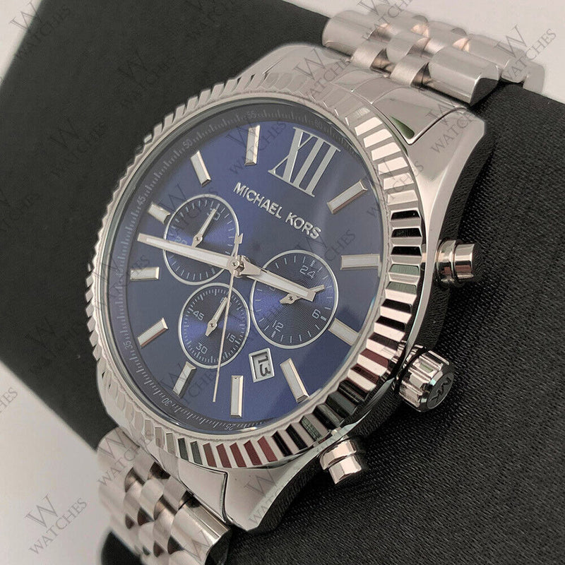 Michael Kors Lexington Chronograph Blue Dial Silver Steel Strap Watch for Men - MK8280 Buy Now By Michael Kors