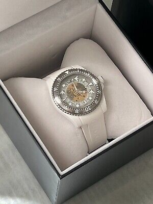 Shop Gucci Dive Automatic Transparent Dial White Rubber Strap Watch For Men - YA136343 in USA