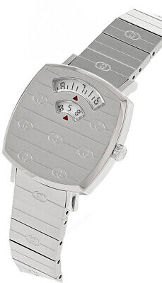 Shop Gucci Grip Quartz Silver Dial Silver Steel Strap Watch For Men - YA157501 in USA