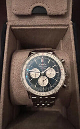 Breitling Navitimer B01 Chronograph 46 Blue Dial Silver Steel Strap Watch for Men - AB0137211C1A1