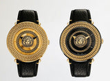 Versace V Metal Icon Quartz Silver Dial Brown Leather Strap Watch For Men - VQL010015 Buy Now By Versace