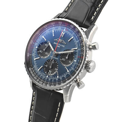 Shop Breitling Navitimer B01 Chronograph 41 Blue Dial Black Leather Strap Watch for Men - AB0139241C1P1 in USA