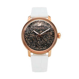 Shop Swarovski Crystalline Hours Quartz Grey Dial Black Leather Strap Watch for Women - 5344635 in USA