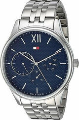 Shop Tommy Hilfiger Damon Chronograph Blue Dial Silver Steel Strap Watch for Men - 1791416 in USA