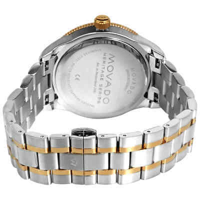 Shop Movado Heritage Calendoplan Black Dial Two Tone Steel Strap Watch For Men - 3650096 in USA