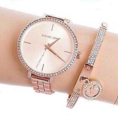 Michael Kors Charley Three-Hand Analog Rose Gold Dial Rose Gold Steel Strap Watch for Women - MK4400 Buy Now By Michael Kors