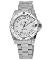 Shop Gucci Dive Quartz White Dial Silver Steel Strap Watch For Men - YA136336 in USA