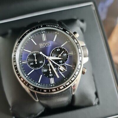 Hugo Boss Driver Sport Chronograph Blue Dial Black Leather Strap Watch for Men - 1513077 Buy Now By Hugo Boss