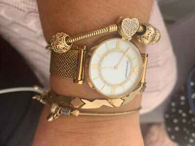 Emporio Armani Gianni T Bar Mother of Pearl Dial Gold Mesh Bracelet Watch For Women - AR11321 Buy Now By Emporio Armani