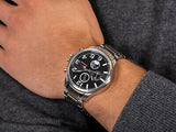 Shop Tommy Hilfiger Jackson Quartz Black Dial Silver Steel Strap Watch for Men - 1791243 in USA