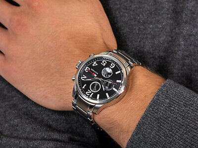 Shop Tommy Hilfiger Jackson Quartz Black Dial Silver Steel Strap Watch for Men - 1791243 in USA