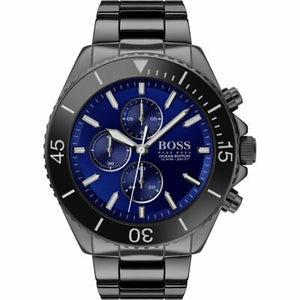 Hugo Boss Ocean Edition Chronograph Navy Blue Dial Black Steel Strap Watch for Men - 1513743
