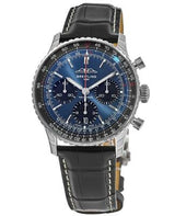 Shop Breitling Navitimer B01 Chronograph 41 Blue Dial Black Leather Strap Watch for Men - AB0139241C1P1 in USA