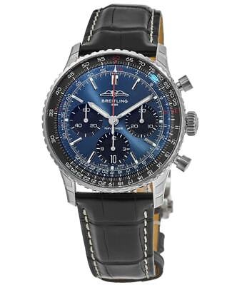 Shop Breitling Navitimer B01 Chronograph 41 Blue Dial Black Leather Strap Watch for Men - AB0139241C1P1 in USA