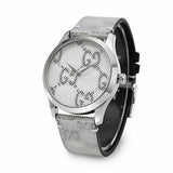 Shop Gucci G Timeless Quartz Grey Dial Grey Leather Strap Watch For Men - YA1264058 in USA