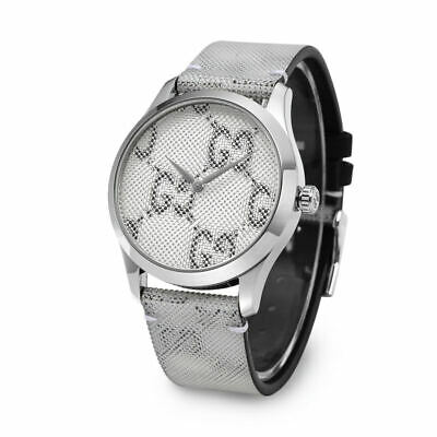 Shop Gucci G Timeless Quartz Grey Dial Grey Leather Strap Watch For Men - YA1264058 in USA