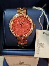 Shop Swarovski Daytime Quartz Coral Dial Rose Gold Steel Strap Watch for Women - 5182250 in USA