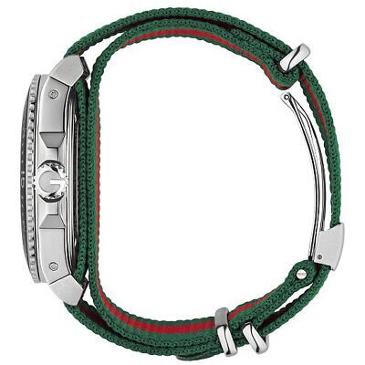 Shop Gucci Dive Black Dial Two Tone NATO Strap Watch For Men - YA136206 in USA