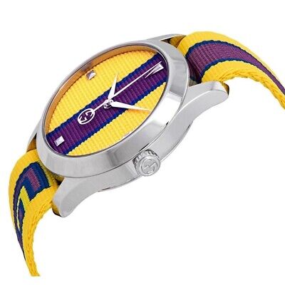 Shop Gucci G Timeless Quartz Yellow & Purple Dial Yellow & Purple NATO Strap Watch For Men - YA1264069 in USA