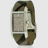Shop Burberry Nova Check Silver Dial Two Tone Leather Strap Watch For Women - BU9404 in USA