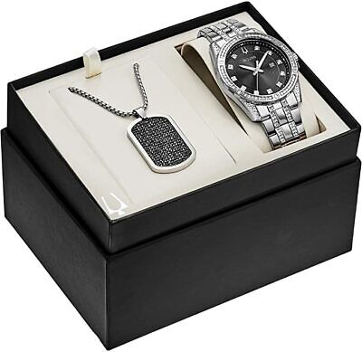 Bulova Crystal Collection Black Dial Silver Steel Strap Watch for Men - 96K104 Buy Now By Bulova