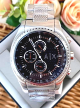 Armani Exchange The Driver Chronograph Black Dial Silver Steel Strap Watch For Men - AX1612 Buy Now By Armani Exchange