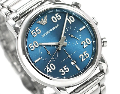 Emporio Armani Luigi Chronograph Blue Dial Silver Steel Strap Watch For Men - AR11132 Buy Now By Emporio Armani