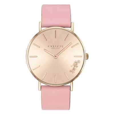 Shop Coach Perry Rose Gold Dial Pink Leather Strap Watch for Women - 14503332-C in USA