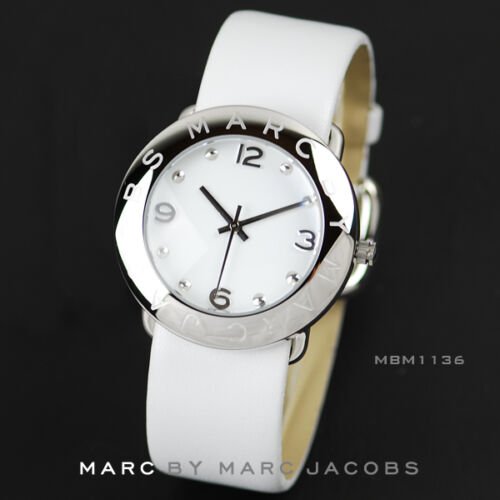 Marc Jacobs Amy White Dial White Leather Strap Watch for Women - MBM1136 Buy Now By Marc Jacobs