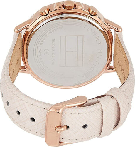 Shop Tommy Hilfiger Carly Cream Dial Cream Leather Strap Watch for Women -1781789 in USA