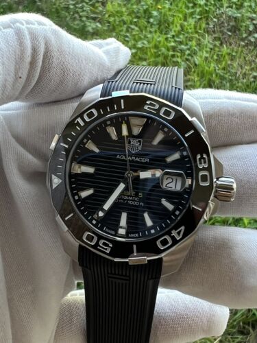 Tag Heuer Aquaracer Calibre 5 Automatic Black Dial Black Rubber Strap Watch for Men -  WAY211A.FT6151