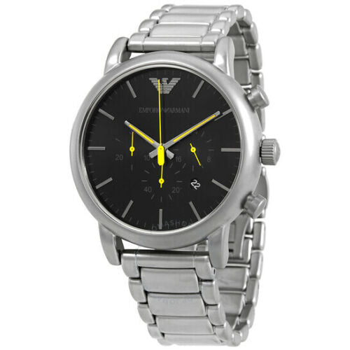 Emporio Armani Luigi Chronograph Black Dial Silver Steel Strap Watch For Men - AR11324 Buy Now By Emporio Armani