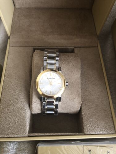 Shop Burberry The City Silver Dial Two Tone Steel Strap Watch for Women - BU9217 in USA