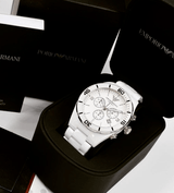 Emporio Armani Ceramic Chronograph White Dial White Ceramic Strap Watch For Men - AR1424 Buy Now By Emporio Armani