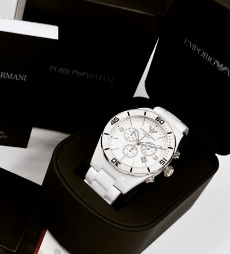 Emporio Armani Ceramic Chronograph White Dial White Ceramic Strap Watch For Men - AR1424 Buy Now By Emporio Armani