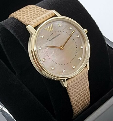 Emporio Armani Kappa Quartz Mother of Pearl Taupe Dial Brown Leather Strap Watch For Men - AR11151 Buy Now By Emporio Armani