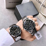 Emporio Armani Sportivo Chronograph Black Dial Silver Steel Strap Watch For Men - AR2460 Buy Now By Emporio Armani