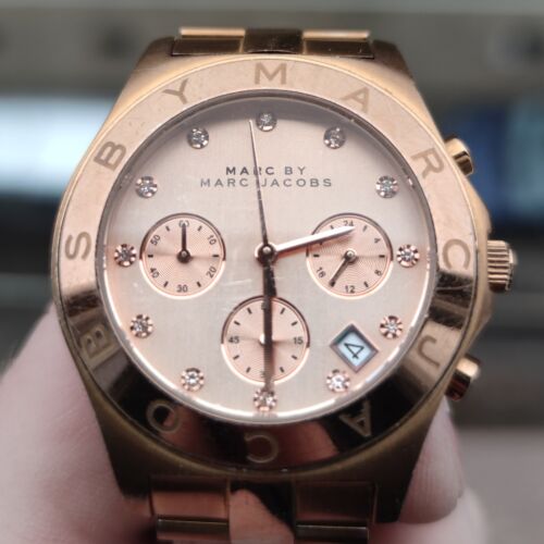 Marc Jacobs Blade Chronograph Rose Gold Dial Rose Gold Steel Strap Watch for Women - MBM3102 Buy Now By Marc Jacobs