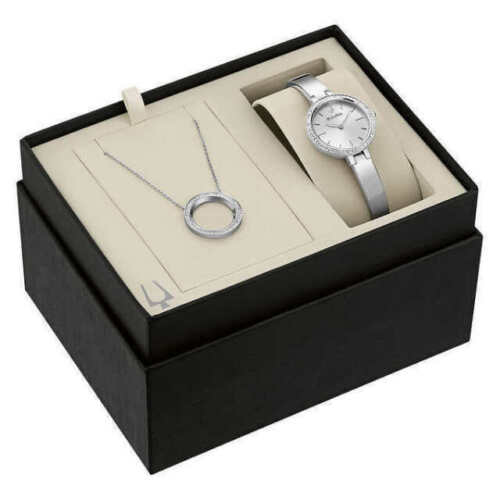 Bulova Crystal Pendant Silver Dial Silver Steel Strap Watch for Women - 96X111 Buy Now By Bulova