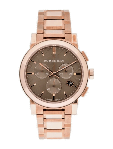 Shop Burberry The City Grey Dial Rose Gold Steel Strap Unisex Watch - BU9754 in USA