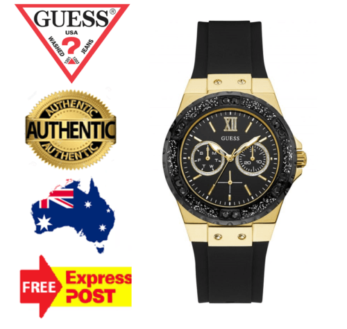 Shop Guess Black Dial Black Rubber Strap Watch For Women - W1053L7 in USA