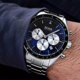Shop Hugo Boss Chronograph Blue Dial Silver Steel Strap Watch for Men - 1513630 in USA