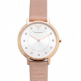 Emporio Armani Kappa Rose Gold & White Dial Beige Nude Leather Strap Watch For Women - AR2510 Buy Now By Emporio Armani
