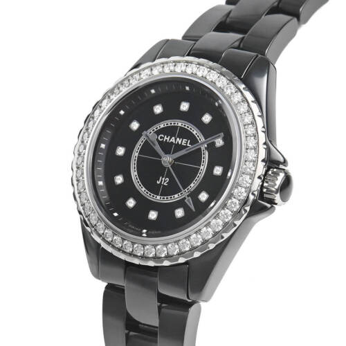 Chanel J12 Quartz Diamond Black Dial Black Steel Strap Watch for Women - J12 H6419