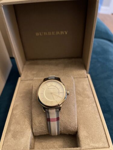 Shop Burberry Classic Champagne Gold Dial Horseferry Leather Strap Watch for Women - BU10104 in USA