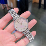 Emporio Armani Gianni T Bar Pink Mother of Pearl Dial Silver Steel Strap Watch For Women - AR1779 Buy Now By Emporio Armani