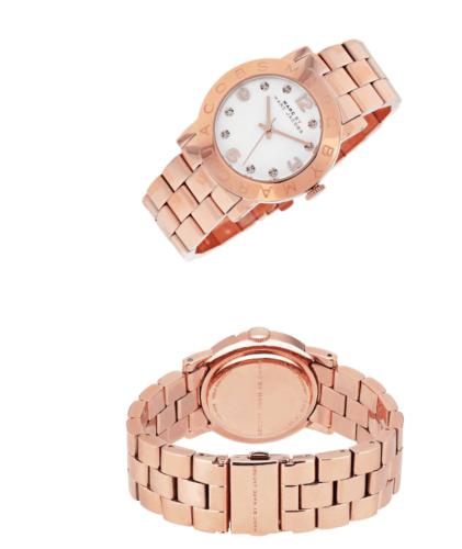 Marc Jacobs Amy White Dial Rose Gold Steel Strap Watch for Women - MBM3077