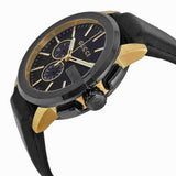 Shop Gucci G Chrono Black Dial Black Leather Strap Watch For Men - YA101203 in USA